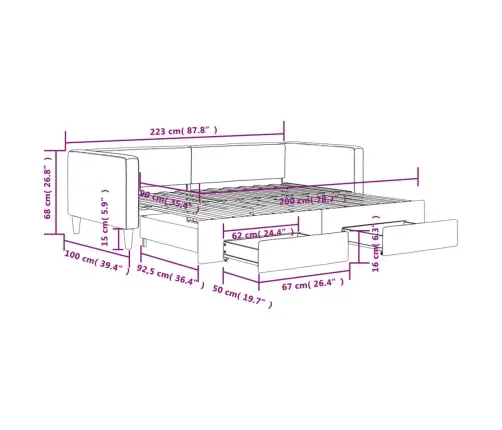 Diivanvoodi Väljatõmmatava Osaga, Kreemjas, 90X200 cm Kangas Diivanvoodi Väljatõmmatava Osaga, Kreemjas, 90X200 cm Kangas