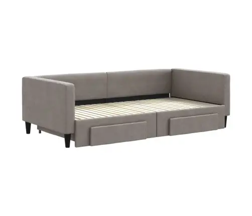 Izvelkams Dīvāns Ar Atvilktnēm, Pelēkbrūns Audums, 100X200 Cm Vidaxl