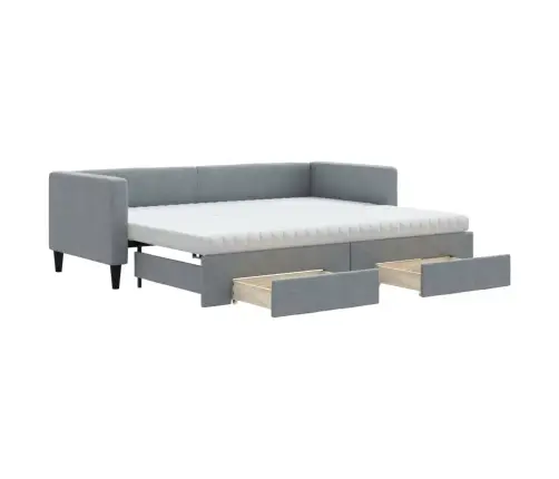 Izvelkams Dīvāns Ar Atvilktnēm, Gaiši Pelēks, 80X200 Cm, Audums Vidaxl