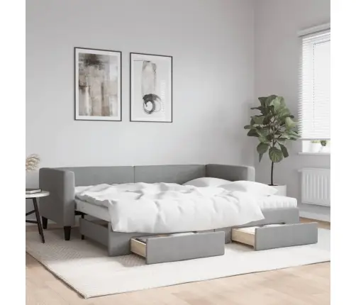 Izvelkams Dīvāns Ar Atvilktnēm, Gaiši Pelēks, 80X200 Cm, Audums Vidaxl