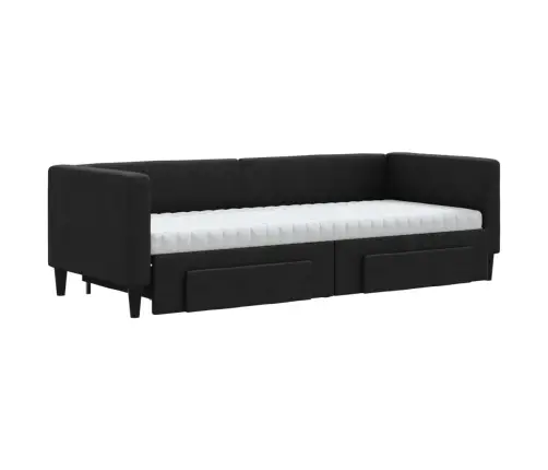 Lova Su Ištraukiama Dalimi/Stalčiais, Juoda, 80X200cm Audinys