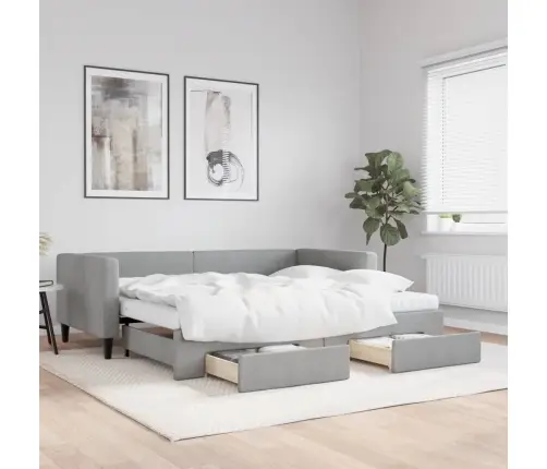 Izvelkams Dīvāns Ar Atvilktnēm, Gaiši Pelēks, 90X200 Cm, Audums Vidaxl