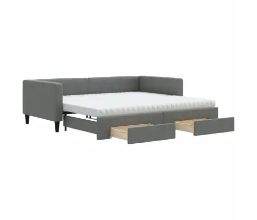 Izvelkams Dīvāns Ar Atvilktnēm, Tumši Pelēks Audums, 100X200 Cm Vidaxl