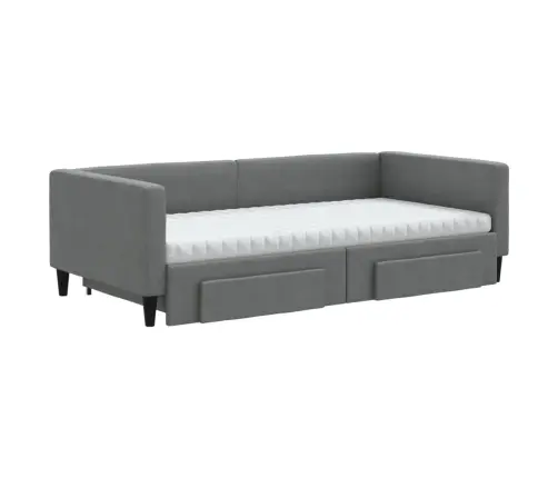 Izvelkams Dīvāns Ar Atvilktnēm, Tumši Pelēks Audums, 100X200 Cm Vidaxl