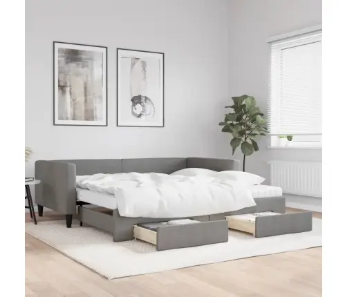 Izvelkams Dīvāns Ar Atvilktnēm, Tumši Pelēks Audums, 100X200 Cm Vidaxl