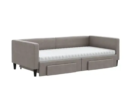 Izvelkams Dīvāns Ar Atvilktnēm, Pelēkbrūns Audums, 100X200 Cm Vidaxl