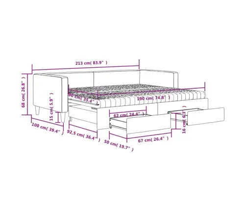 Izvelkams Dīvāns Ar Atvilktnēm, Gaiši Pelēks, 90X190 Cm, Audums Vidaxl