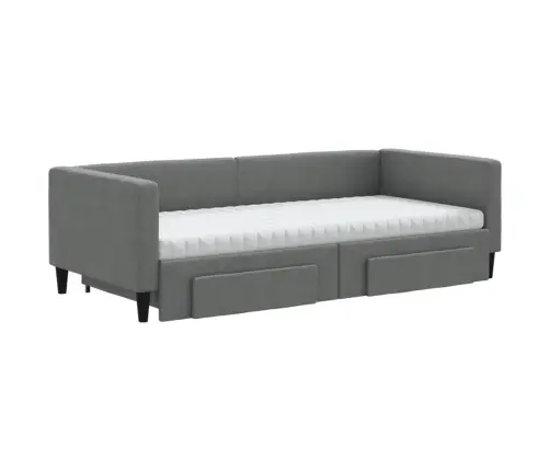 Izvelkams Dīvāns Ar Atvilktnēm, Tumši Pelēks Audums, 90X190 Cm Vidaxl