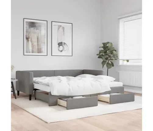 Izvelkams Dīvāns Ar Atvilktnēm, Tumši Pelēks Audums, 90X190 Cm Vidaxl