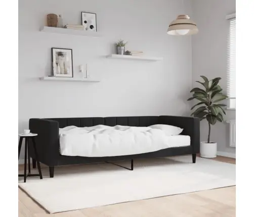 Lova Su Čiužiniu, Juodos Spalvos, 80X200cm Aksomas