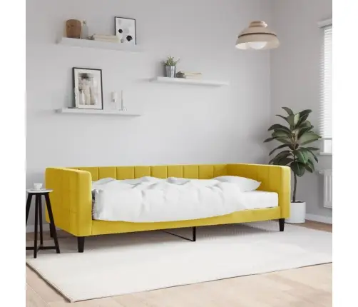 Dīvāngulta Ar Matraci, Dzeltens Samts, 90X200 Cm Vidaxl