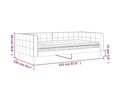 Izvelkams Dīvāns Ar Matraci, Zils, 100X200 Cm, Samts Vidaxl