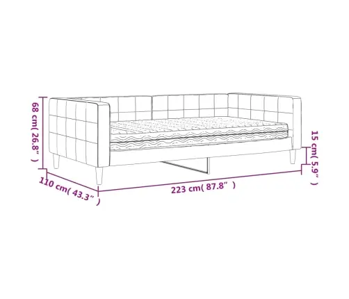 Izvelkams Dīvāns Ar Matraci, Melns, 100X200 Cm, Samts Vidaxl