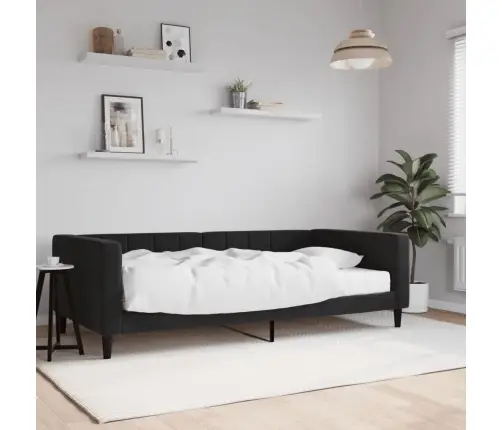 Izvelkams Dīvāns Ar Matraci, Melns, 100X200 Cm, Samts Vidaxl