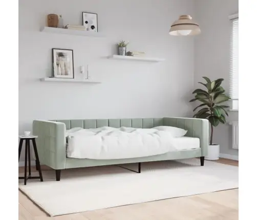 Dīvāngulta Ar Matraci, Gaiši Pelēks Samts, 90X190 Cm Vidaxl