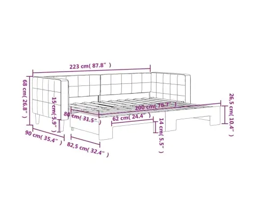Izvelkams Dīvāns, Zils, 80X200 Cm, Samts Vidaxl