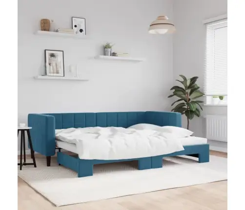 Izvelkams Dīvāns, Zils, 80X200 Cm, Samts Vidaxl