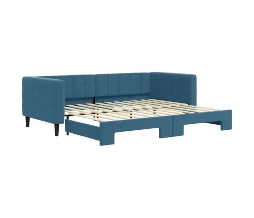 Izvelkams Dīvāns, Zils, 90X200 Cm, Samts Vidaxl