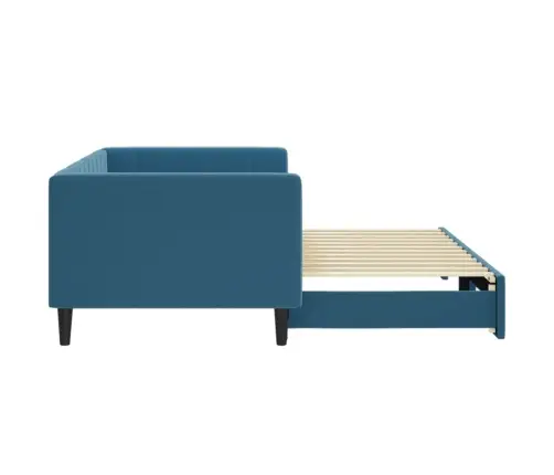 Izvelkams Dīvāns, Zils, 90X200 Cm, Samts Vidaxl