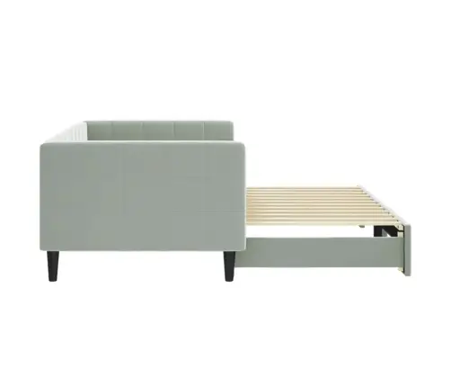 Lova Su Ištraukiama Dalimi, Šviesiai Pilka, 90X200cm Aksomas