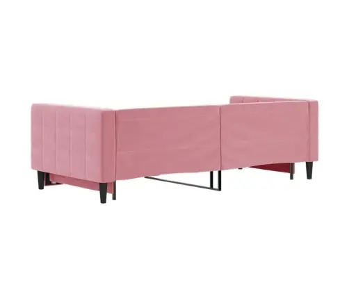 Lova Su Ištraukiama Dalimi, Rožinės Spalvos, 90X200cm Aksomas