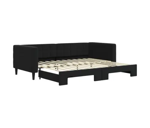 Lova Su Ištraukiama Dalimi, Juodos Spalvos, 90X200cm Aksomas