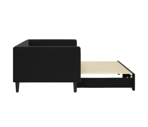 Lova Su Ištraukiama Dalimi, Juodos Spalvos, 90X200cm Aksomas