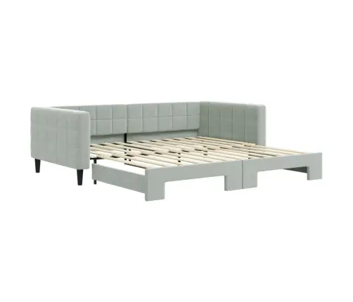 Diivanvoodi Väljatõmmatava Osaga, Helehall, 100X200 cm Samet