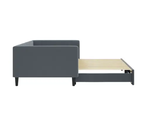 Lova Su Ištraukiama Dalimi, Tamsiai Pilka, 100X200cm Aksomas