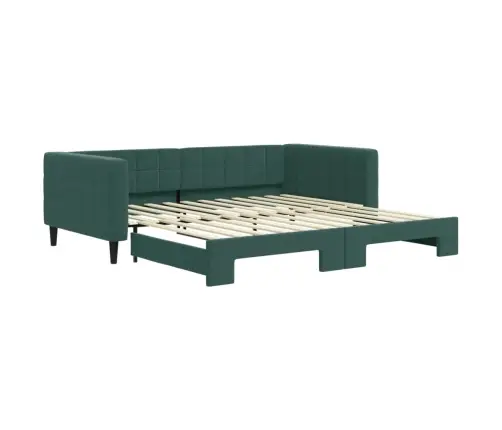 Diivanvoodi Väljatõmmatava Osaga, Tumeroheline 100X200 Cm Samet