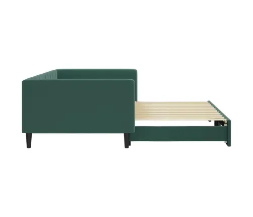 Diivanvoodi Väljatõmmatava Osaga, Tumeroheline 100X200 Cm Samet