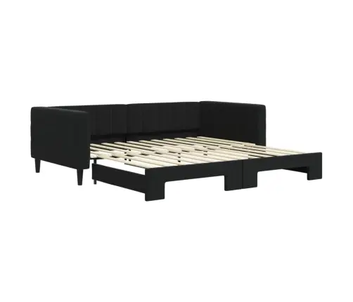 Diivanvoodi Väljatõmmatava Osaga, Must, 100X200 cm Samet