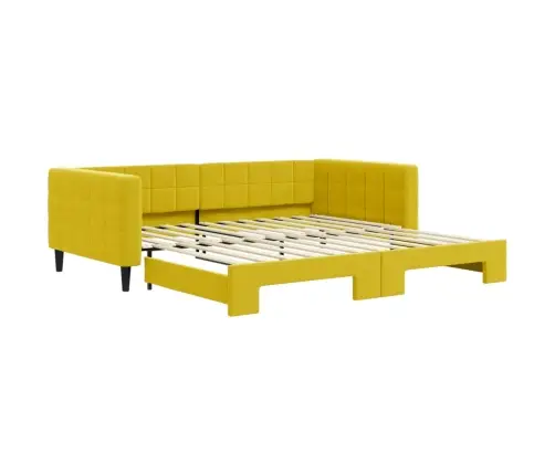 Diivanvoodi Väljatõmmatava Osaga, Kollane, 100X200 cm Samet