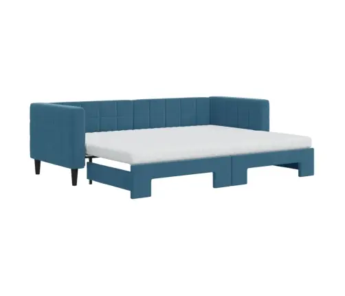 Izvelkams Dīvāns Ar Matraci, Zils, 80X200 Cm, Samts Vidaxl