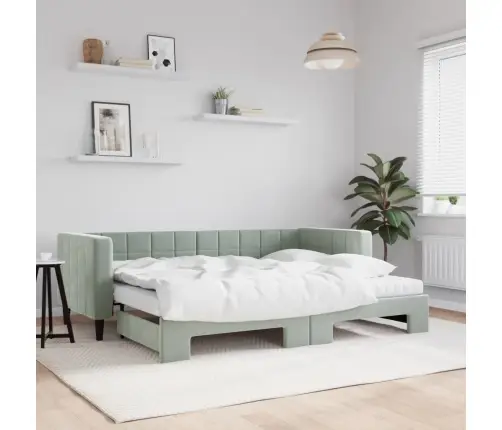 Izvelkams Dīvāns, Gaiši Pelēks, 80X200 Cm, Samts Vidaxl