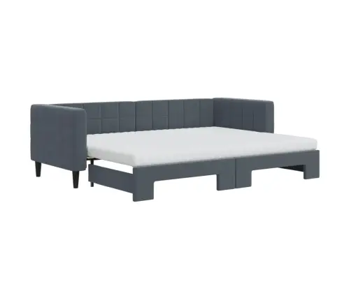 Lova Su Ištraukiama Dalimi/Čiužiniu, Pilka, 80X200cm Aksomas