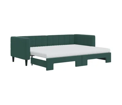 Diivanvoodi Väljatõmmatava Osaga, Tumeroheline 80X200 cm Samet