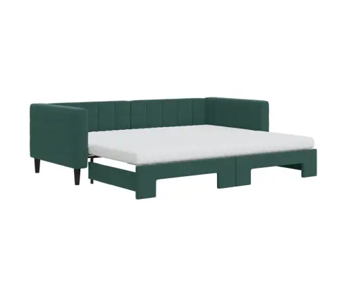 Diivanvoodi Väljatõmmatava Osaga, Tumeroheline 90X200 cm Samet