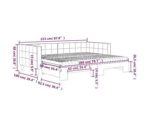 Izvelkams Dīvāns Ar Matraci, Dzeltena, 90X200 Cm, Samts Vidaxl