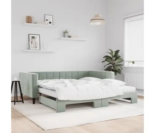 Izvelkams Dīvāns, Gaiši Pelēks, 100X200 Cm, Samts Vidaxl