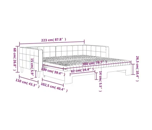 Izvelkams Dīvāns Ar Matraci, Tumši Zaļš, 100X200 Cm, Samts Vidaxl
