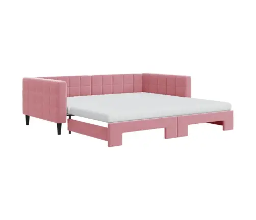 Izvelkams Dīvāns Ar Matraci, Rozā, 100X200 Cm, Samts Vidaxl