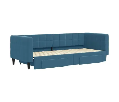 Izvelkams Dīvāns Ar Atvilktnēm, Zils, 80X200 Cm, Samts Vidaxl