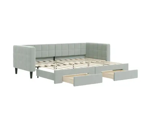 Väljatõmmatav Diivanvoodi, Helehall, 80X200 cm Samet