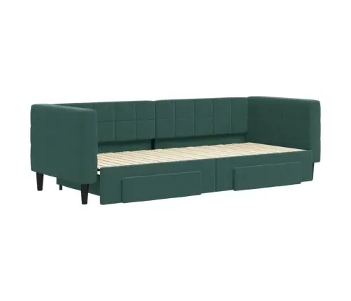 Diivanvoodi Väljatõmmatava Osaga, Tumeroheline 80X200 cm Samet