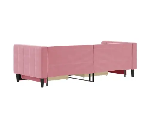 Lova Su Ištraukiama Dalimi/Stalčiais, Rožinė, 80X200cm Aksomas