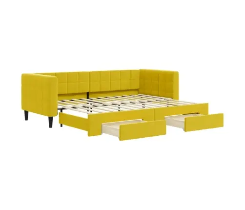 Izvelkams Dīvāns Ar Atvilktnēm, Dzeltens, 80X200 Cm, Samts Vidaxl
