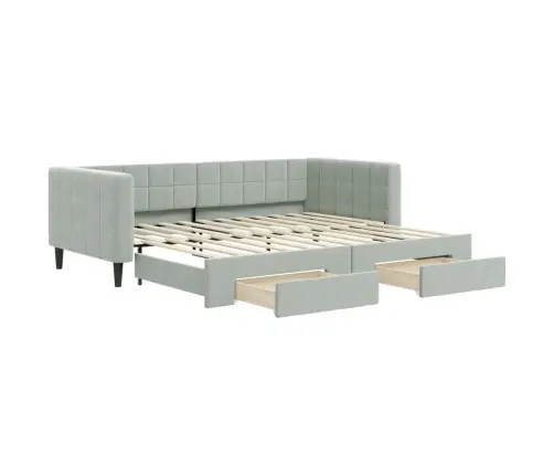 Väljatõmmatav Diivanvoodi, Helehall, 90X200 cm Samet