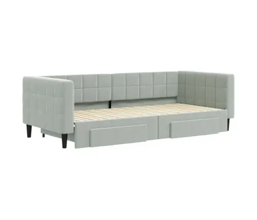 Väljatõmmatav Diivanvoodi, Helehall, 90X200 cm Samet