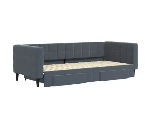 Gulta Ar Atvilktnēm, Bez Matrača, Tumši Pelēks, 90X200 Cm Vidaxl